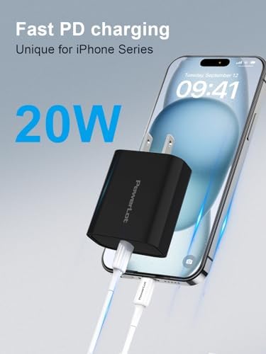 Power Lot USB C Wall Charger 3-Pack – 20 W Fast Charging Adapter for i Phone 15 Series, i Pad Pro, Air Pods & Apple Watch – Compact & Reliable Power Delivery Solution in Sleek Black – Ideal for Home & Travel Use
