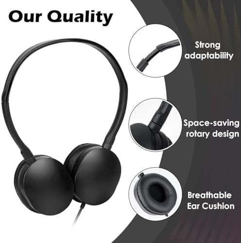 Bulk Kids Headphones 25 Pack – Colorful Classroom Earphones for Enhanced Learning | Durable 3.5 mm Jack Headphones for Students & Teens | Ultimate Comfort, Sound Clarity, and Long-lasting Quality for Educational Environments