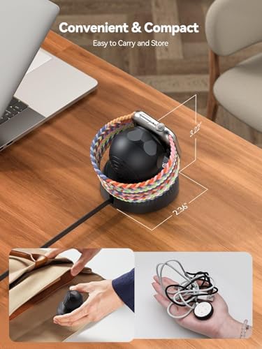 Revolutionize Your Apple Watch Charging with NEWDERY Portable Fast Wireless Magnetic Stand – Retractable USB-C Cable for Ultra, Series 1-10, SE Models, Sleek & Compact Design for Ultimate Mobility and Efficient Power-Up