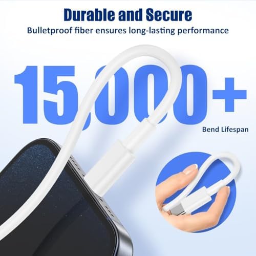 High-Speed Charging Essentials: i Phone 16/15 Charger 3-Pack with 20 W USB-C Power Adapters – Includes 3 Versatile Wall Cables (3, 6, & 10 FT) for i Phone 16/15 Series, i Pad Pro, Air Pods, and Samsung Devices – Unmatched Power Delivery and Durability for On-the-Go Convenience