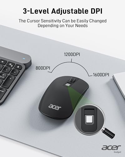 Acer Ergonomic Wireless Vertical Mouse – Adjustable DPI (1000/1200/1600) for Ultimate Comfort, 6 Programmable Buttons, Rechargeable Design & 2.4 GHz USB Receiver for Seamless Compatibility with PC, Laptop & i Mac – Perfect for Long Hours of Use