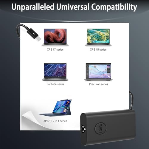 High-Performance 130 W USB-C Laptop Charger for Dell XPS, Precision & Latitude – Fast Charging, Enhanced Compatibility & Safety Features for Ultimate Efficiency and Reliability