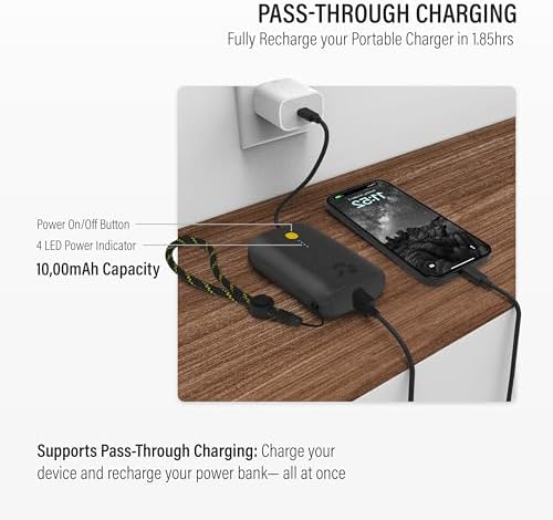 Ultimate Champ 10,000 m Ah Portable Charger – Dual USB-C Power Bank with 20 W Fast Charging for i Phone, Laptops, Tablets & More – Travel Essential with Included Cable for Enhanced Device Compatibility and Performance