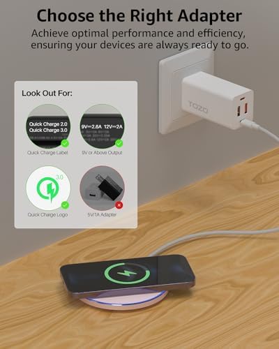 TOZO 2025 Enhanced 15 W Max Fast Wireless Charging Pad – Sleek Gray Charger for i Phone 16/15/14/13/12 Series & Samsung Galaxy S24/S23/S22 – Anti-Slip Design for Secure Charging – Lightweight & Portable Qi-Compatible Accessory for Effortless Power Delivery