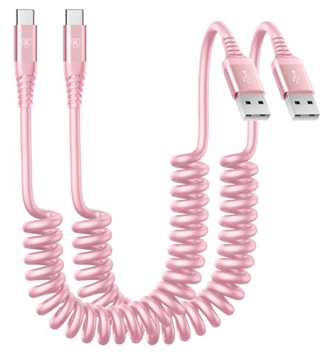 KIYODA 3 FT USB A to C Fast Charging Cables – Versatile 2-Pack for i Phone 15/16 and Samsung Galaxy A10/A20 – Stylish Pink Design for On-the-Go Charging – Durable, High-Speed Performance for All Your Devices – Ideal for Car and Home Use