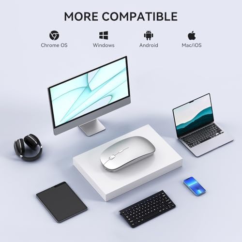 Elevate Your Tech Experience with Our Rechargeable USB-C Wireless Mouse – Ergonomic Dual-Mode Connectivity Perfect for Mac Book Air, PCs, and All Type-C Devices – Sleek Black Design for Enhanced Speed and Comfort
