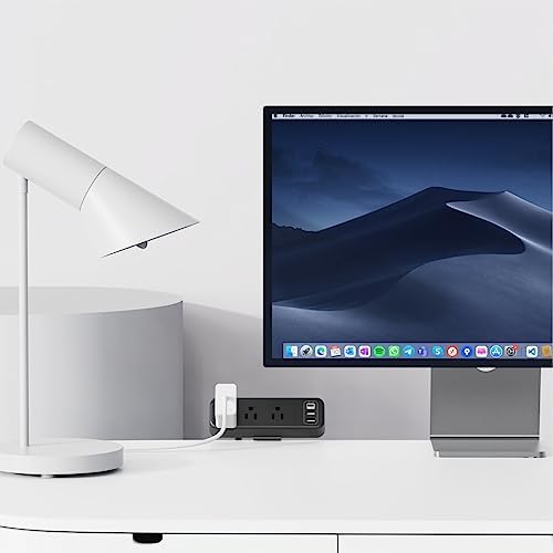 Premium Desk Clamp Power Strip with USB C – 3 Outlet Extension Cord for Streamlined Workspaces, 6.5 ft Thin Cable, Space-Saving Flat Plug Design for Easy Mounting on 1.6 inch Desktops – Fast Charge Capability for Modern Devices