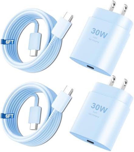 High-Speed 30 W USB C Fast Charger for i Phone 15 & 16 Pro Max with 6 FT Cable – Ultimate Compatibility for i Pad and Samsung Galaxy S24 – Compact, Reliable Power Block with Advanced Safety Features for On-the-Go Charging