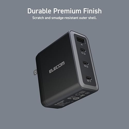 Ultra-Fast ELECOM 150 W USB-C Wall Charger Block – Compact Multi-Port Ga N II Adapter for Rapid Charging of Laptops, Tablets, i Phones & More – Enhanced Safety Features for All Devices – Perfect for On-the-Go Charging Solutions