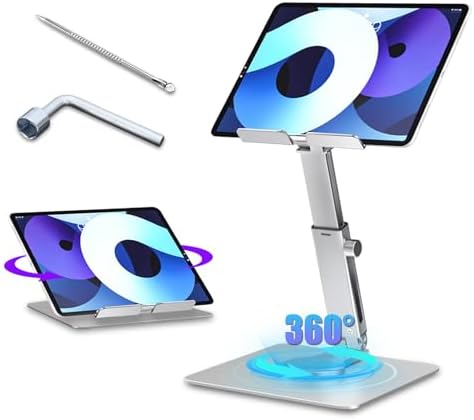 Revolutionize Your Workspace with the 360° Rotating Aluminum Tablet Stand Holder – Adjustable, Foldable Desk Accessory for 4.7″-13.5″ Devices, Perfect for Enhanced Productivity and Comfort