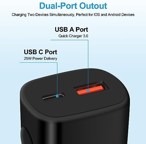 Ultra-Compact 25 W USB-C Fast Charging Block – High-Speed Wall Adapter for i Phone 16, Samsung Galaxy S25 Ultra, Google Pixel 8 & More – Enhanced Safety Features & Travel-Friendly Design for Rapid Device Power-Up