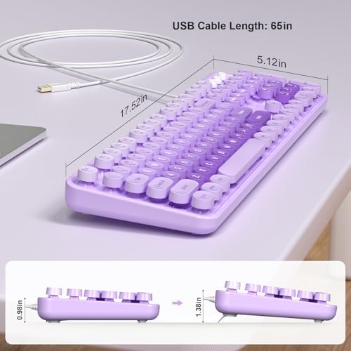 Retro-Inspired Full Size Typewriter Keyboard with Number Pad – Wired USB Keyboards for Windows 7, 8, 10, 11 | Enhance Your Typing Experience with Classic Charm and Modern Efficiency | Perfect for Home and Office Use