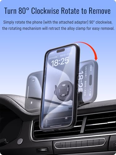 sincetop Car Phone Mount with Instant Quick Release Series Q[Quad] – 360° Adjustable Dashboard Phone Holder, One-Second Detach, Compatible with iPhone/Samsung – Enhanced Compatibility and Speed