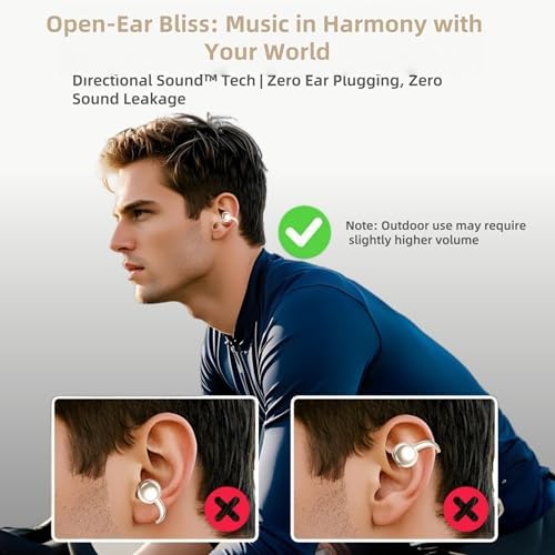 M97 Featherlight Open Ear Bluetooth 5.3 Clip-On Earbuds – Superior Waterproof Headphones with 50-Hour Battery, Immersive Deep Bass, and Quick Charge – Perfect for Running, Gym, and Active Lifestyles in Trendy Purple