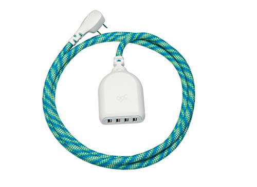 Transform Your Charging Routine with the 360 Electrical Habitat 4.8 A 6 ft USB Extension Cord – Versatile 4-Port Power Hub Ideal for i Phone, Android Devices, and Tablets – Stylishly Braided in Eye-Catching Poppy Fields – Fast Charging Capabilities with Superior Device Compatibility for an Organized, Tangle-Free Setup
