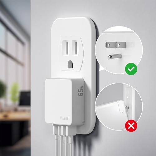 Nekmit 65 W Ga N Dual USB Fast Charging Wall Charger – Ultimate Travel Power Adapter for i Phone 15 Pro Max, i Pad Pro, Air Pods & Galaxy Devices – Compact, Lightweight Design with Advanced Safety Features for Efficient, Reliable Charging Solutions