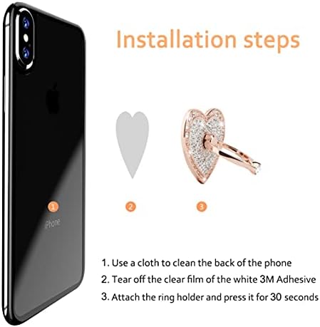 Blingy Heart-Shaped Phone Finger Ring Holder – 360° Rotatable Zinc Alloy Kickstand with Crystals for Secure Grip and Enhanced Style – Washable & Removable Smartphone Accessory for All Devices in Rose Gold