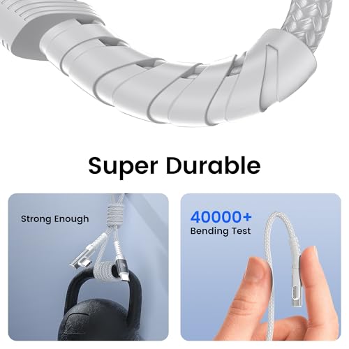 10 ft USB C to USB C Charger Cable (2-Pack) – 60 W Fast Charging Type C Cord with Right Angle Connector for i Phone 16, 15 Pro Max/Plus, Mac Book Air, Samsung S23 Ultra/S22, Note 20 – Superior Durability & Enhanced Ergonomics for Optimal Device Performance