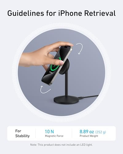 Anker Mag Go i Phone 16 Mag Safe Charger Stand – 15 W Fast Magnetic Wireless Charging Station with Qi2 Certification, 360° Device Compatibility & Sleek Design for i Phone 16/15/14/13/12 Series & Air Pods (Includes 25 W Adapter) – Elevate Your Charging Experience Today!