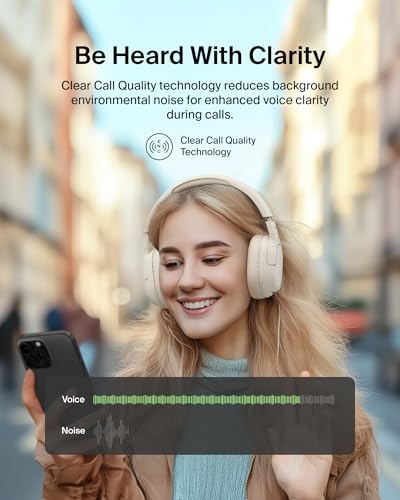 Belkin Sound Form Isolate Bluetooth Over-Ear Headphones – Premium Hybrid Active Noise Cancelling Technology for Immersive Audio, Luxurious Cloud Cushion Design for All-Day Comfort, Unmatched 60-Hour Battery Life with Quick Charge, Advanced Bluetooth 5.4 Connectivity for Crystal-Clear Sound – Ideal for Travel, Home, and Office Use in Elegant Sand Finish