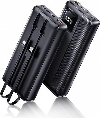High-Capacity 40000 m Ah Portable Power Bank – Advanced PD 30 W & QC4.0 Fast Charging with Built-In Dual Output Cables and LED Battery Indicator for i Phone, Android, and All Electronic Devices – Ultimate Charging Solution for On-the-Go Power Needs