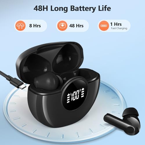 Next-Gen Wireless Earbuds 2025: Bluetooth 5.4 Technology for Ultra-Fast Connectivity, Immersive 3 D Stereo Sound, Advanced ENC Noise Cancellation, and 48-Hour Playtime – IPX7 Waterproof Design for Active Lifestyles, LED Battery Indicator, Universal Compatibility for Effortless Pairing – Redefine Your Sound Experience Today!