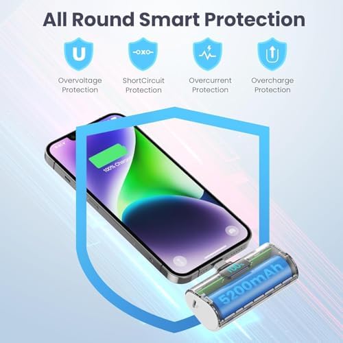 Dual Pack Mini Portable i Phone Charger 5200 m Ah – Ultra-Compact 20 W PD Fast Charging Power Bank for i Phone 14, 13, 12, 11, X, 8, 7, 6 Series – Perfect Travel Companion for Quick Device Recharges and Enhanced Compatibility