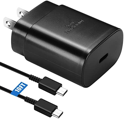 10 Ft USB C Charging Cable with 25 W Fast Charge Block – Optimal Compatibility for Samsung Galaxy S25/S24/S23 Series and Note 20/10 – Durable, Long-Lasting Performance for Home, Office, or Travel Use – Effortless Power for Your Android Devices