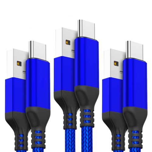 High-Speed USB Type C Cable 3-Pack – Durable Nylon Braided Charger for i Phone 16, Galaxy S24 & PS5 – Versatile 10 ft, 6.6 ft, 3.3 ft Lengths for Rapid Charging and Data Transfer – Enhanced Compatibility for All Modern Devices