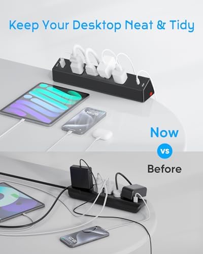 Revolutionize Your Workspace with ACOZVIN 17-in-1 Desk Clamp Power Strip – 40 W Fast Charging Hub, 9 AC Outlets & 8 USB Ports (4 USB-C) for Ultimate Device Connectivity, 10 ft Flat Plug Surge Protector Perfect for Home Office Efficiency and Safety