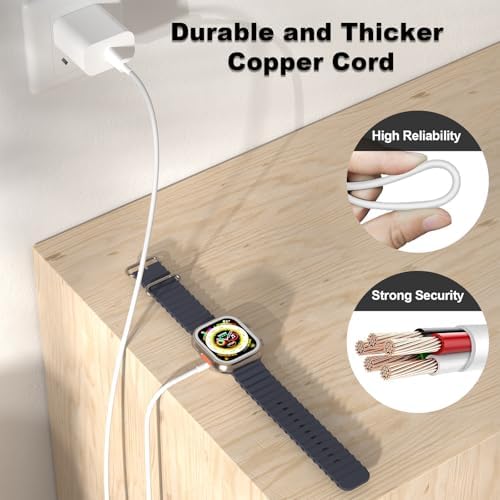 Ultimate USB-C Fast Charger for Apple Watch – MFi Certified 6 FT Magnetic Cable for Unmatched Convenience | Compatible with All Series Including SE/9/8/7/6/5/4/3/2/1 | Enhanced Power Delivery & Durable Design for Active Users