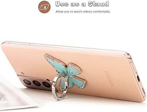 Glitter Butterfly Phone Ring Grip Holder – 360-Degree Rotating Kickstand for i Phone, Samsung Galaxy & Android – Stylish Rhinestone Design for Enhanced Durability and Comfort – Perfect Gift for Women and Girls – Secure Adhesive for Optimal Grip – Versatile Stand for Video Calls, Streaming & More