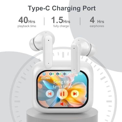 Elevate Your Sound Journey with Touch Screen Wireless Earbuds – Bluetooth 5.4 Technology Ensures Lightning-Fast Connectivity, 40-Hour Playtime for All-Day Listening, and Rich Deep Bass for Unmatched Audio Quality – Experience Crystal-Clear Conversations with Advanced Active Noise Cancelling – Ideal for i OS and Android Users in Sleek Black Design