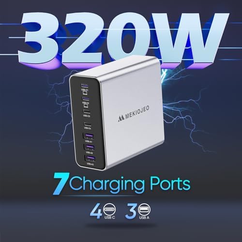 Revolutionary 7-Port Ga N USB C Charging Hub – 65 W High-Speed Aluminum Alloy Power Station for Mac Book Pro, i Pad Pro, i Phone & More – Stylish Purple Multi-Device Charger for Ultimate Efficiency and Portability