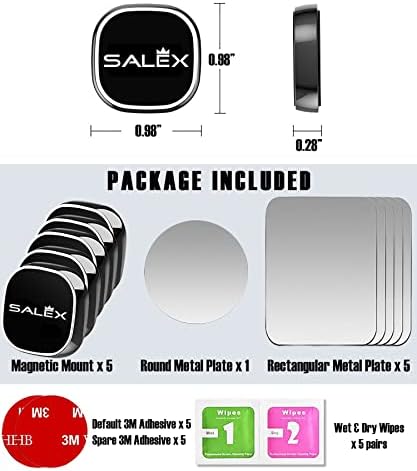 Experience Ultimate Versatility with SALEX 3-Pack Flat Black Magnetic Mounts – Ideal for Car Dashboard, Walls, and Fridges – Securely Hold Smartphones, Tablets, GPS Units, and Kitchen Utensils with Universal Compatibility – Strong Magnetic Grip, Residue-Free Adhesive, and Sleek Design for On-the-Go Organization – Elevate Your Productivity and Tidy Up Your Space Effortlessly