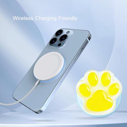 Cute Luminous Pink Cat Paw Magnetic Phone Grip Compatible with MagSafe,Kawaii 3D Shinny Phone Holder Stand for Kindle & iPhone – Adatper Iron Piece Included – Enhanced Compatibility and Speed