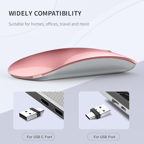 Elevate Your Computing with the Uiosmuph G11 Wireless Mouse – Stylish Purple Slim Design, USB C Rechargeable & Silent Click Technology for Effortless Precision and Comfort on Laptop, Mac, and PC