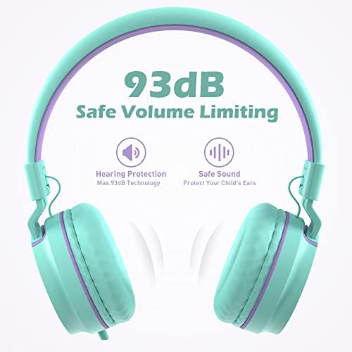 Stylish AILIHEN I35 Kids Foldable Headphones with Safe 93 d B Volume Limiting and HD Microphone – Perfectly Designed for Learning and Fun on Chromebooks, Laptops, and Tablets – Trendy Pink and Purple Color for Young Explorers and Students