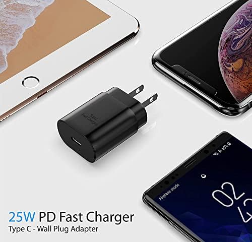 Galaxy S25 S24 25 W PD Super Fast Charging Block – Universal USB C Wall Adapter for Samsung and i Phone – Compact, Efficient, and Safe Power Delivery Charger for On-the-Go Users – Enhanced Compatibility with Galaxy S Series and i Phone 15/16 (Black, 1 Pack)