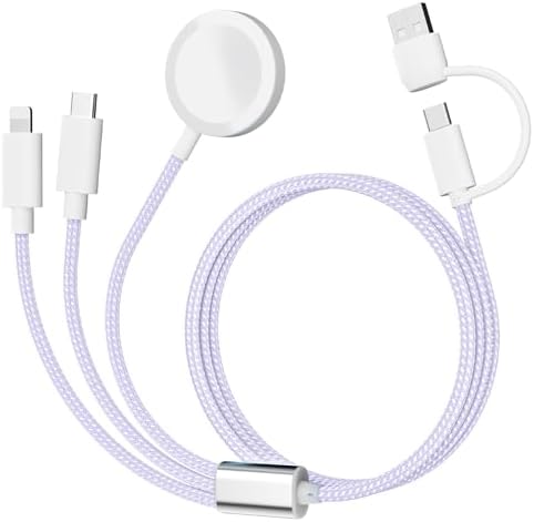 Ultimate 3-in-2 USB C Charging Cable for Apple Watch Ultra, SE & Series 1-8 – 4 FT Multi-Device Fast Charger in Stylish Gray – Sleek, Portable Solution for Effortless Power Anywhere – Streamlined Charging for Smartwatches and More