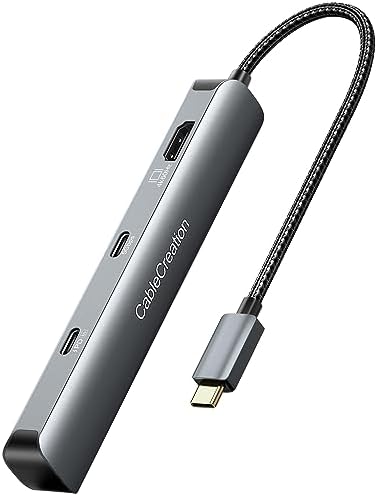 Sleek 5-in-1 USB C Hub Multiport Adapter – Aluminum 4 K HDMI, 1 Gbps Ethernet & 3 USB 3.0 Ports for Enhanced Connectivity on Mac Book Pro/Air, i Pad Pro & Surface Go – Ultimate Solution for Fast Data Transfer & Seamless Streaming