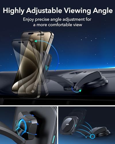 Revolutionize Your Drive with the ESR Qi2 15 W Mag Safe Car Mount Charger – Effortless Fast Wireless Charging for i Phone 12-16 & S25, Secure Magnetic Hold for Dashboard/Windshield, Stylish Black Design, Ultimate Convenience and Enhanced Compatibility