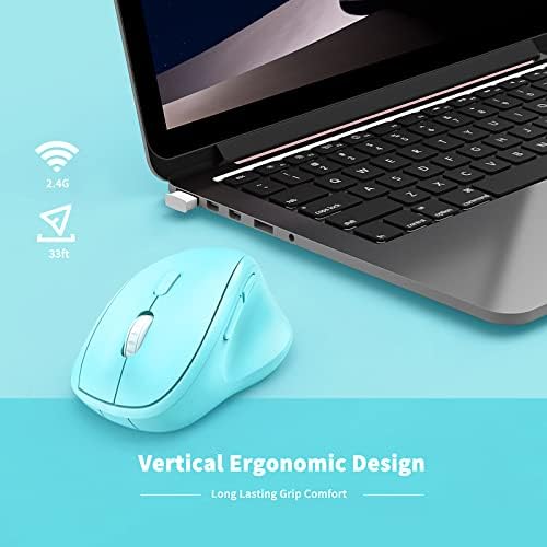 Revolutionize Your Workspace with the Green Ergonomic Wireless Mouse – Superior Vertical Design for Ultimate Comfort, Silent Clicks for Distraction-Free Focus, Long-Lasting Battery Life Powered by 1 AA Battery, Precision Control Up to 1600 DPI with USB Receiver Compatibility for PCs, Laptops, and Desktops