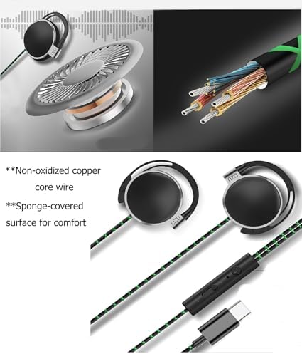 Elevate Your Sound Experience with C-YOUNG USB-C Over-Ear Sports Earbuds – Engineered for Small Ears, Featuring Ergonomic Design, Integrated Microphone, and User-Friendly Volume Control for i Pad and Android Devices, Ensuring Superior Comfort and Exceptional Audio Quality During Your Workouts