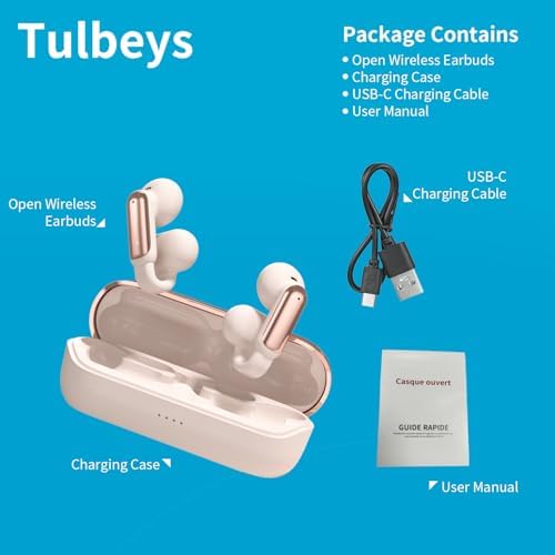 Rose Gold Bluetooth 5.4 Wireless Clip-On Earbuds – Lightweight Open Ear Sports Headphones for Enhanced Sound Quality and All-Day Comfort, Ideal for Active Lifestyles and Clear Voice Communication