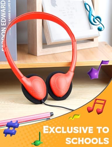 Classroom-Ready Wired On-Ear Headphones for Kids – 25-Pack with 3.5 mm Jack for Exceptional Sound Clarity – Ideal for Engaging Online Learning, Durable and Comfortable for All-Day Use in Educational Environments