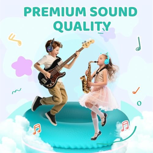 MIDOLA Cat Ear Bluetooth 5.3 Wireless Headphones for Kids – 60-Hour Playtime, Fun LED Illumination, Travel-Friendly Foldable Design with Integrated Microphone – Ideal for Music, Gaming, and Movies on the Move in Stylish Blue