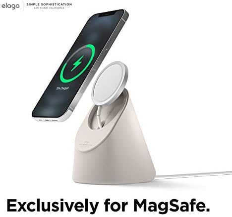 elago MS1 Charging Stand Compatible with MagSafe Charger – Premium Silicone Stand Compatible with iPhone 16/15/14/13/12 Series, Designed for iOS StandBy mode [Jean Indigo][Charging Cable Not Included] – Enhanced Compatibility and Speed