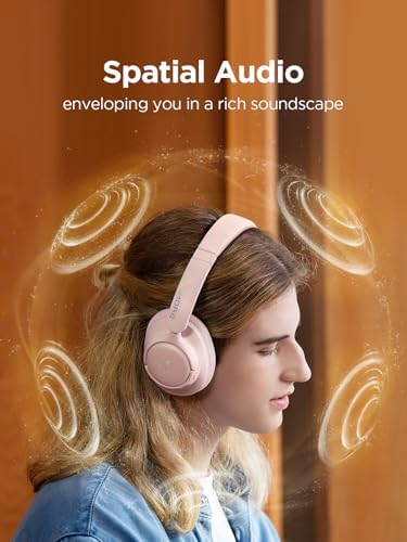 1 MORE Sono Flow SE Pink Wireless Over-Ear Headphones – Exceptional Noise-Canceling, 90-Hour Battery Life, Hi-Res Audio Performance, Customizable EQ Settings, and Supreme Comfort for Ultimate Travel and Office Experiences
