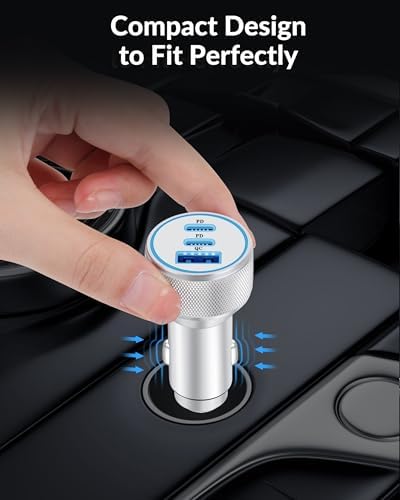 Premium 3-Port 67 W USB-C Car Charger for i Phone 16 & 15 – Dual Pack Fast Charging Adapter with Two 3 FT Cables – Multi-Device Compatibility for i Pads & Air Pods – Compact, Durable Design for Road Trips & Daily Commutes